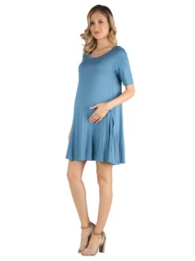 Soft Flare T Shirt Maternity Dress with Pocket Detail