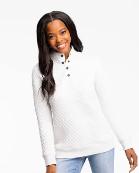 Southern Tide Makenzie Heather Quilted Pullover / Marshmallow