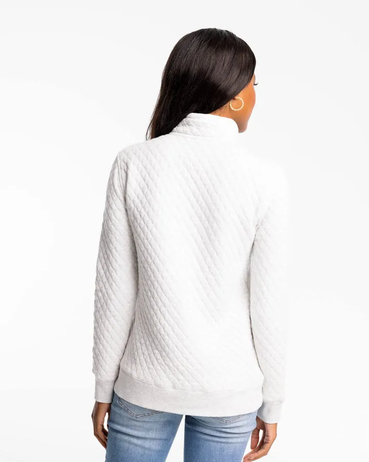 Southern Tide Makenzie Heather Quilted Pullover / Marshmallow