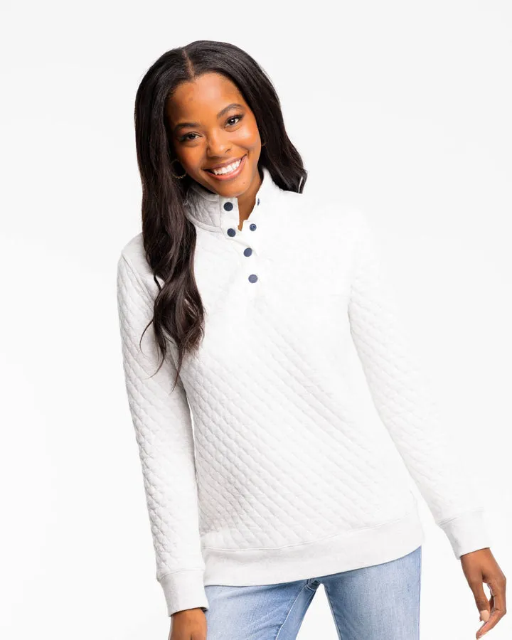 Southern Tide Makenzie Heather Quilted Pullover / Marshmallow