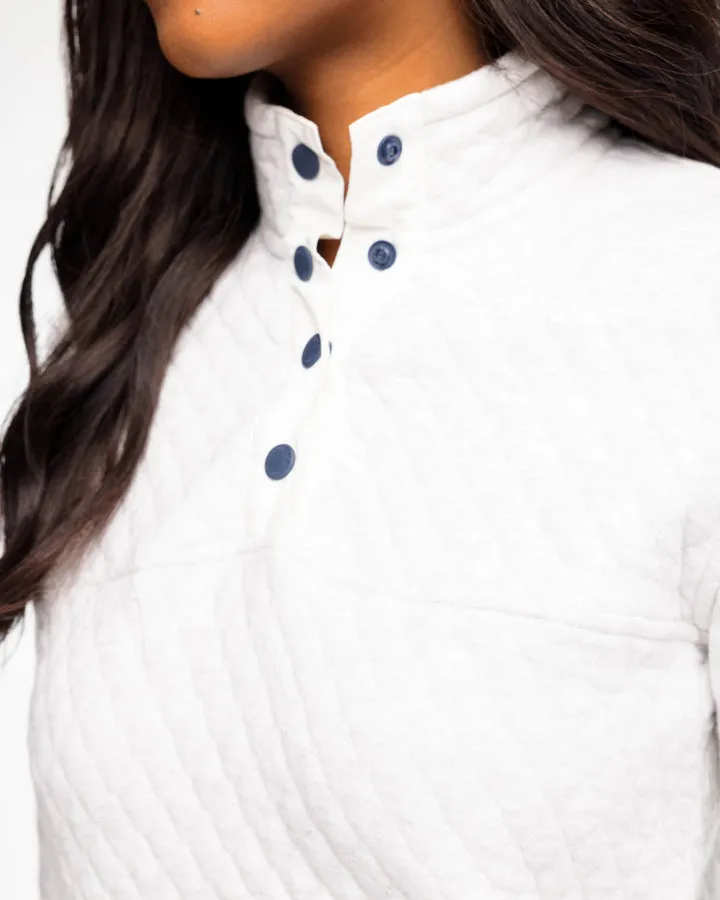 Southern Tide Makenzie Heather Quilted Pullover / Marshmallow