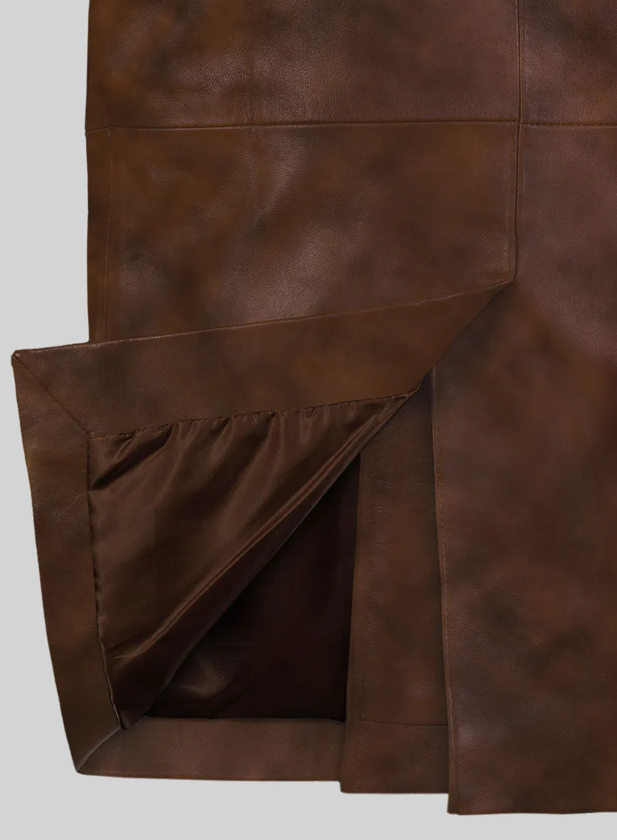 Spanish Brown Leather Pea Coat