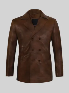 Spanish Brown Leather Pea Coat