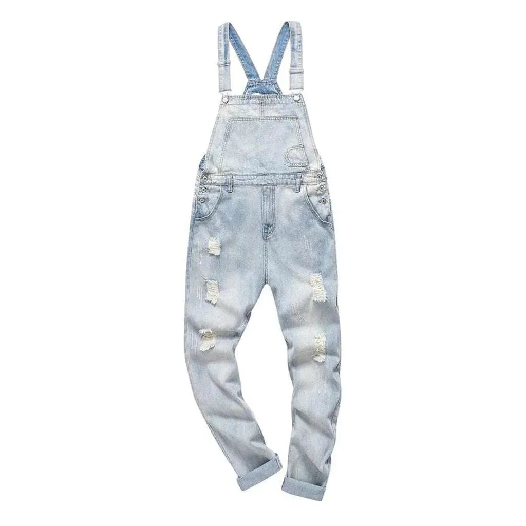 Stylish ripped men's jean overall