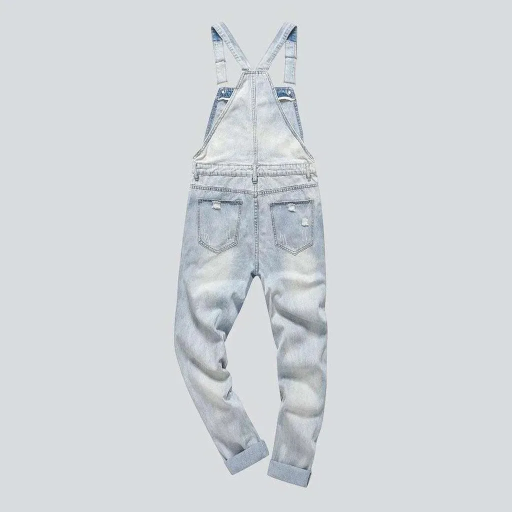 Stylish ripped men's jean overall