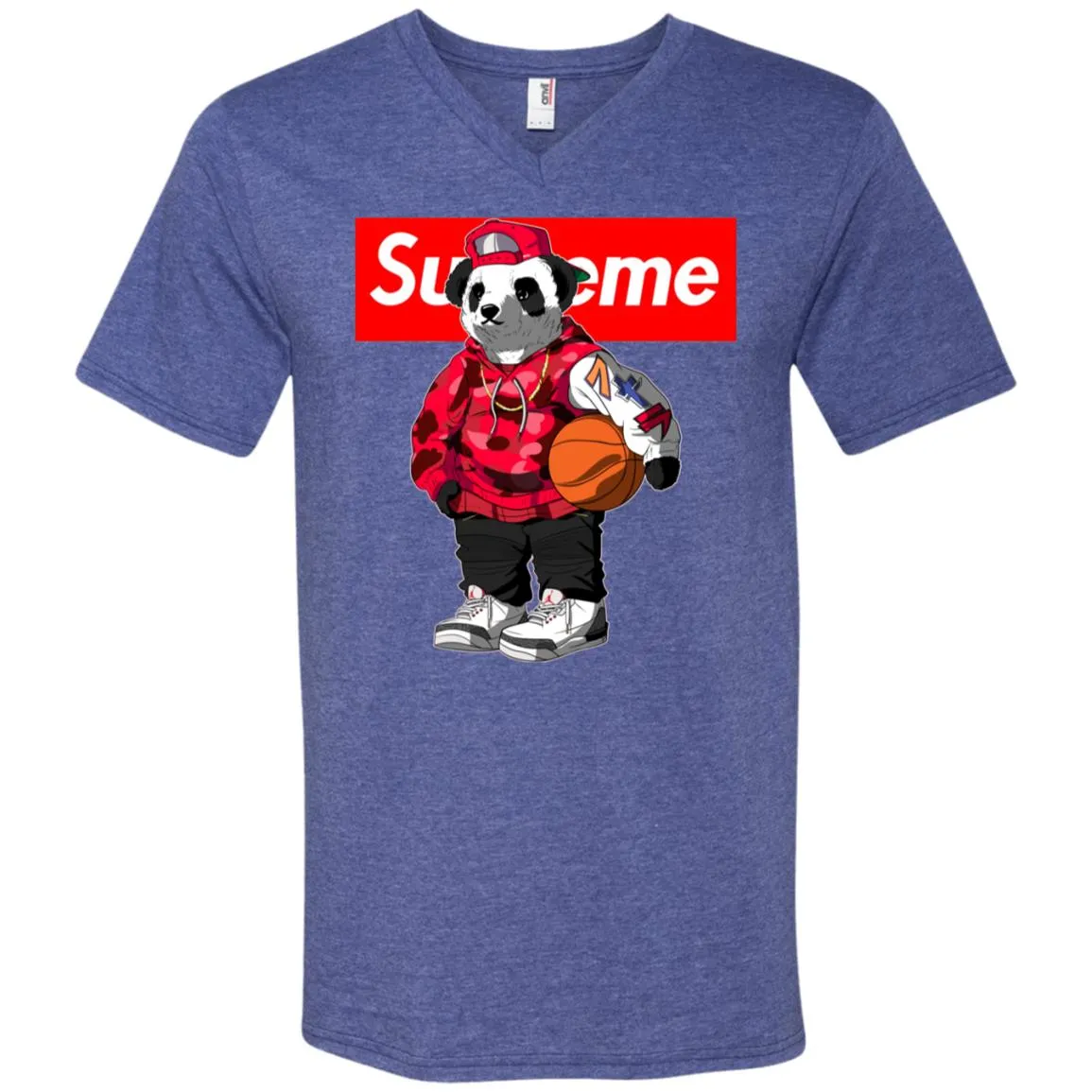 Supreme Bear Basketball T-shirt Men V-Neck T-Shirt