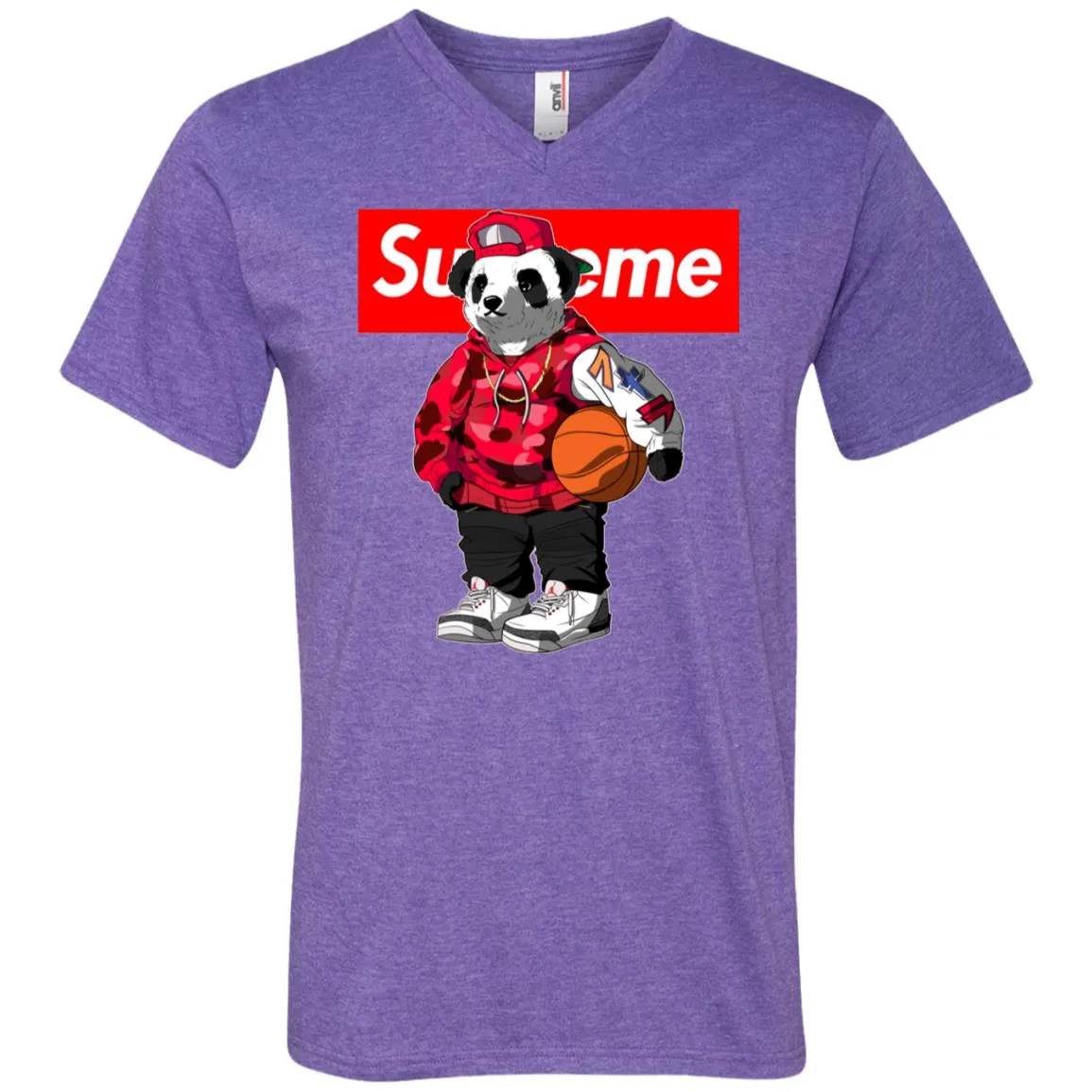 Supreme Bear Basketball T-shirt Men V-Neck T-Shirt