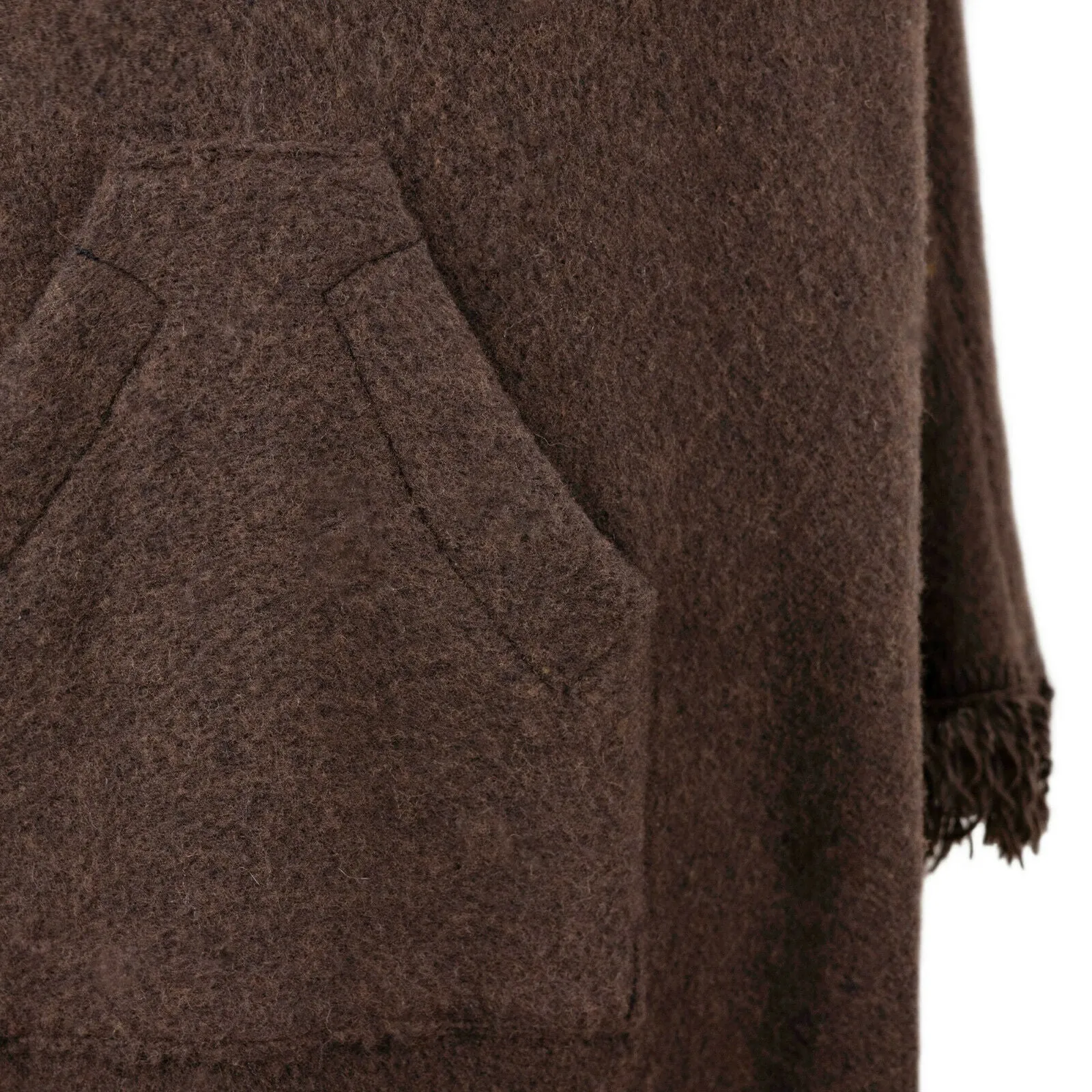 Surfers Poncho with hood and pocket llama wool - BROWN