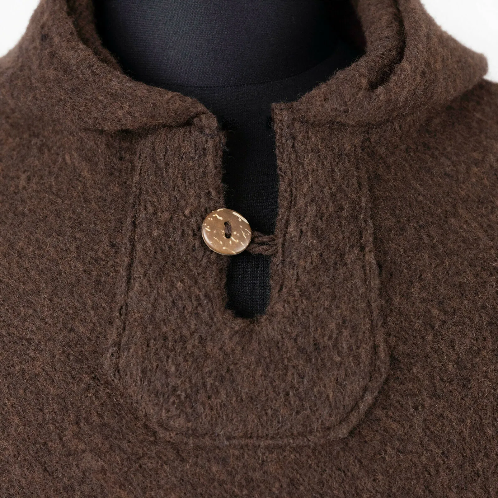 Surfers Poncho with hood and pocket llama wool - BROWN