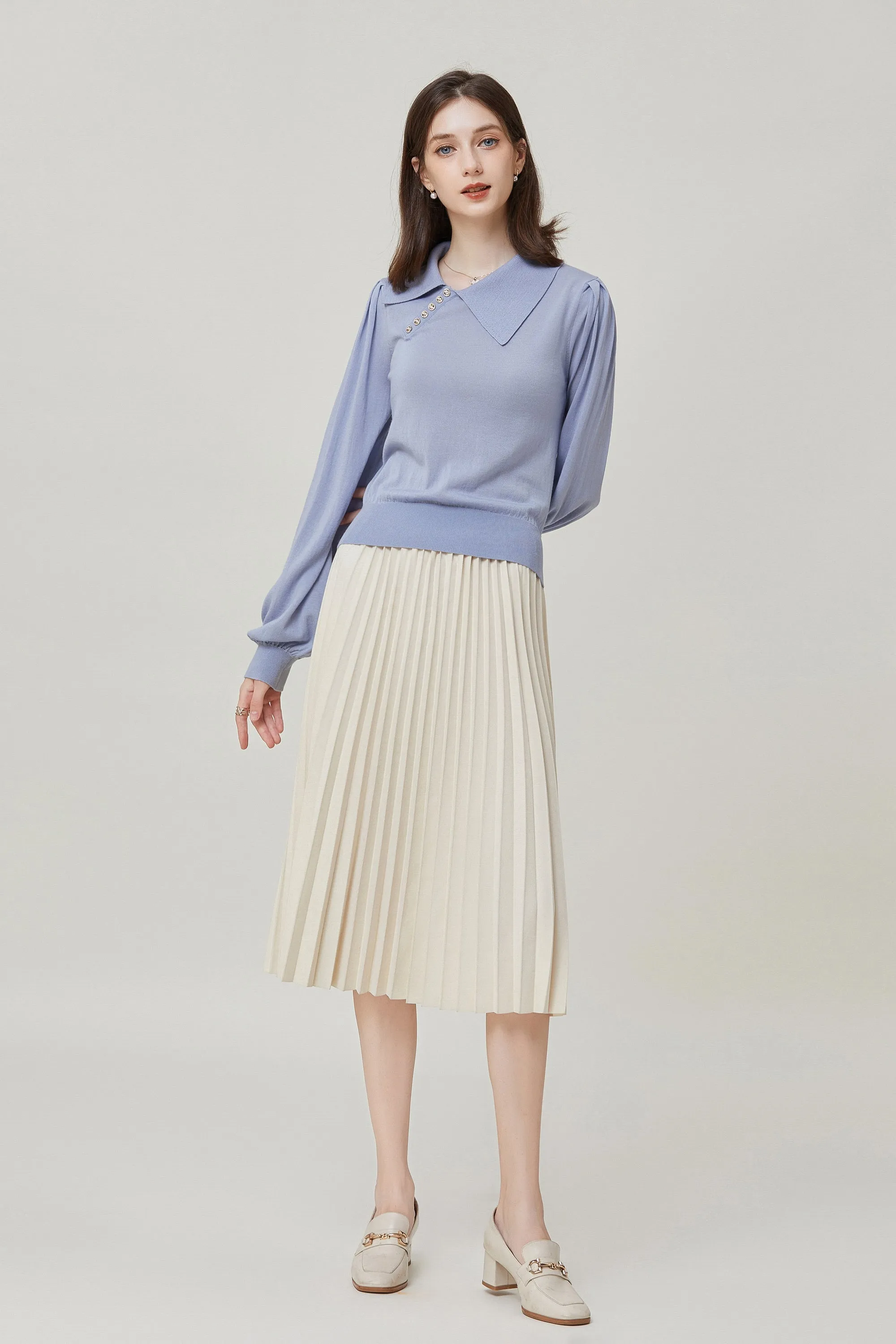 Sylphide | Sabine Blue Collar Wool Sweater