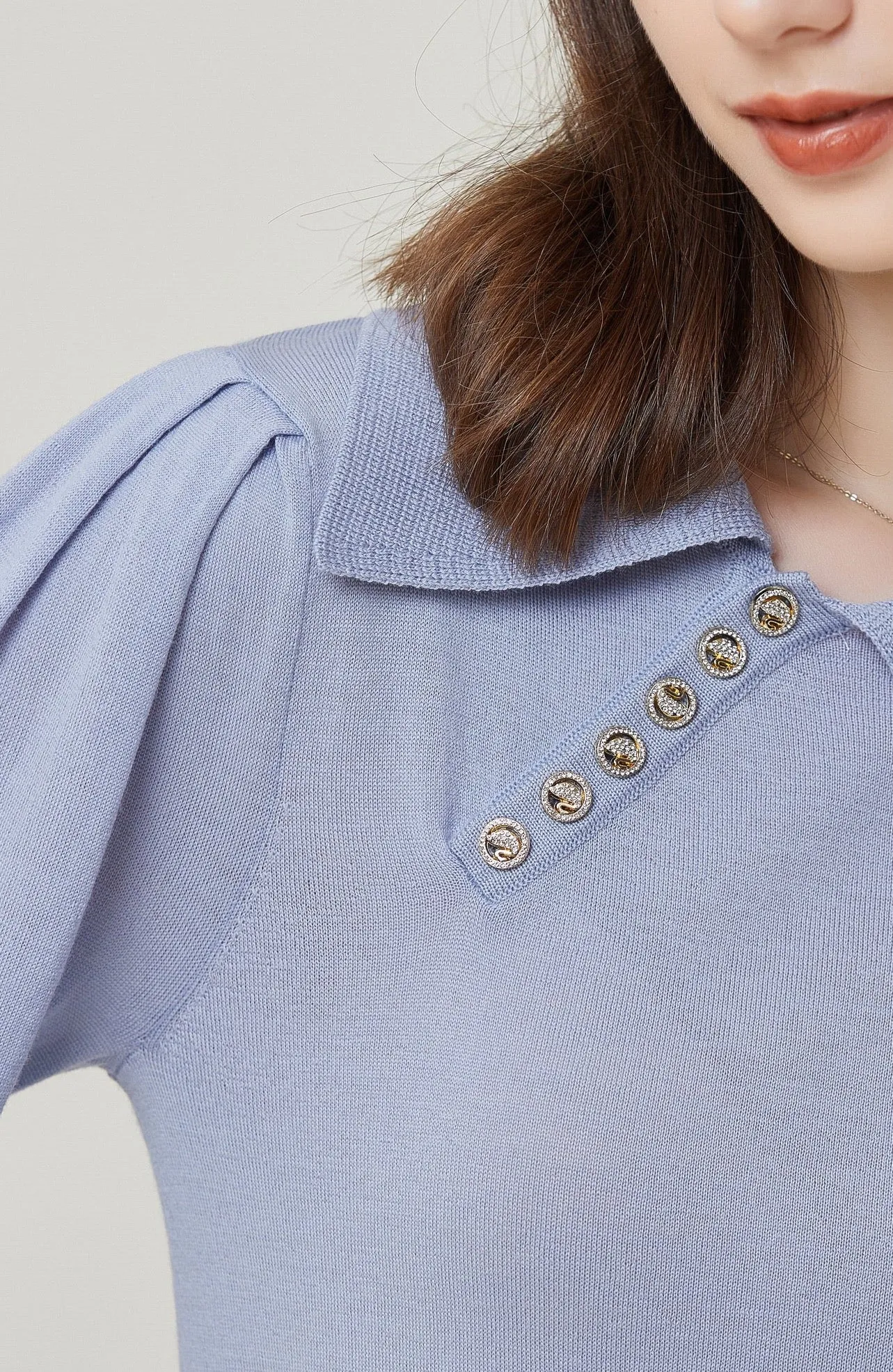 Sylphide | Sabine Blue Collar Wool Sweater