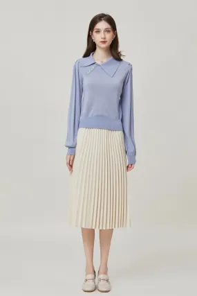 Sylphide | Sabine Blue Collar Wool Sweater