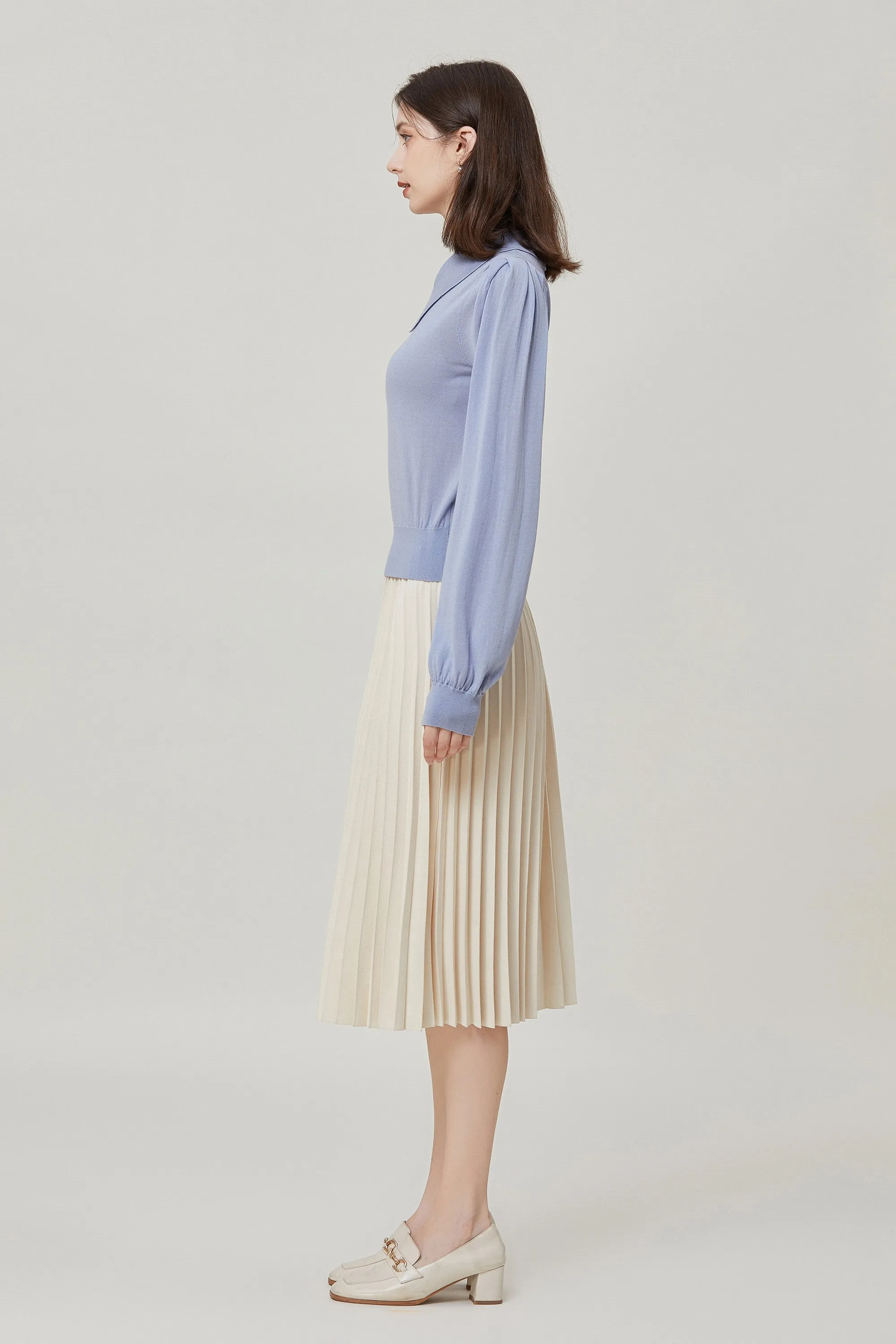 Sylphide | Sabine Blue Collar Wool Sweater