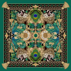 The Emerald & Jaguar Silk Scarf | 90x90cm