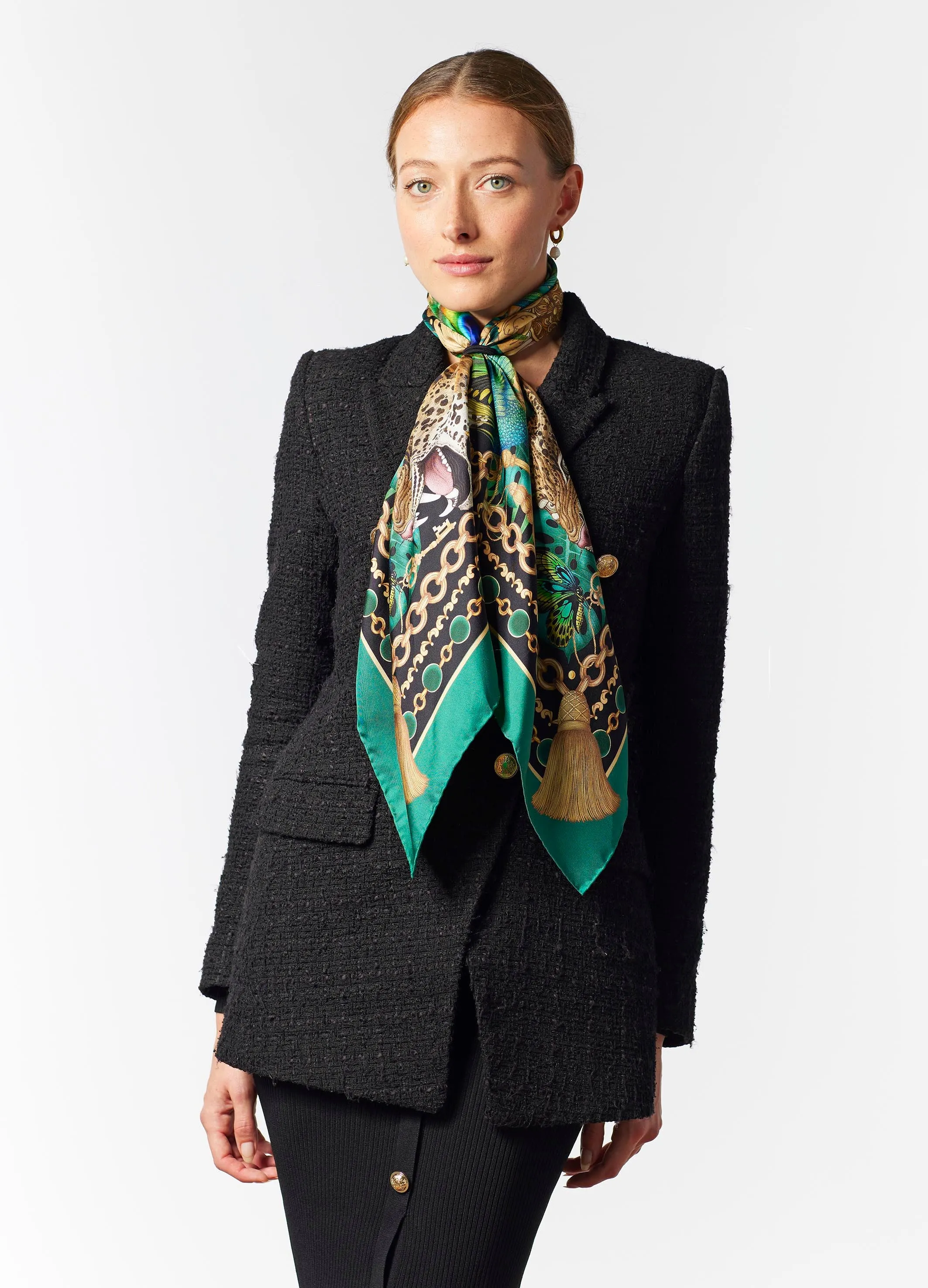 The Emerald & Jaguar Silk Scarf | 90x90cm