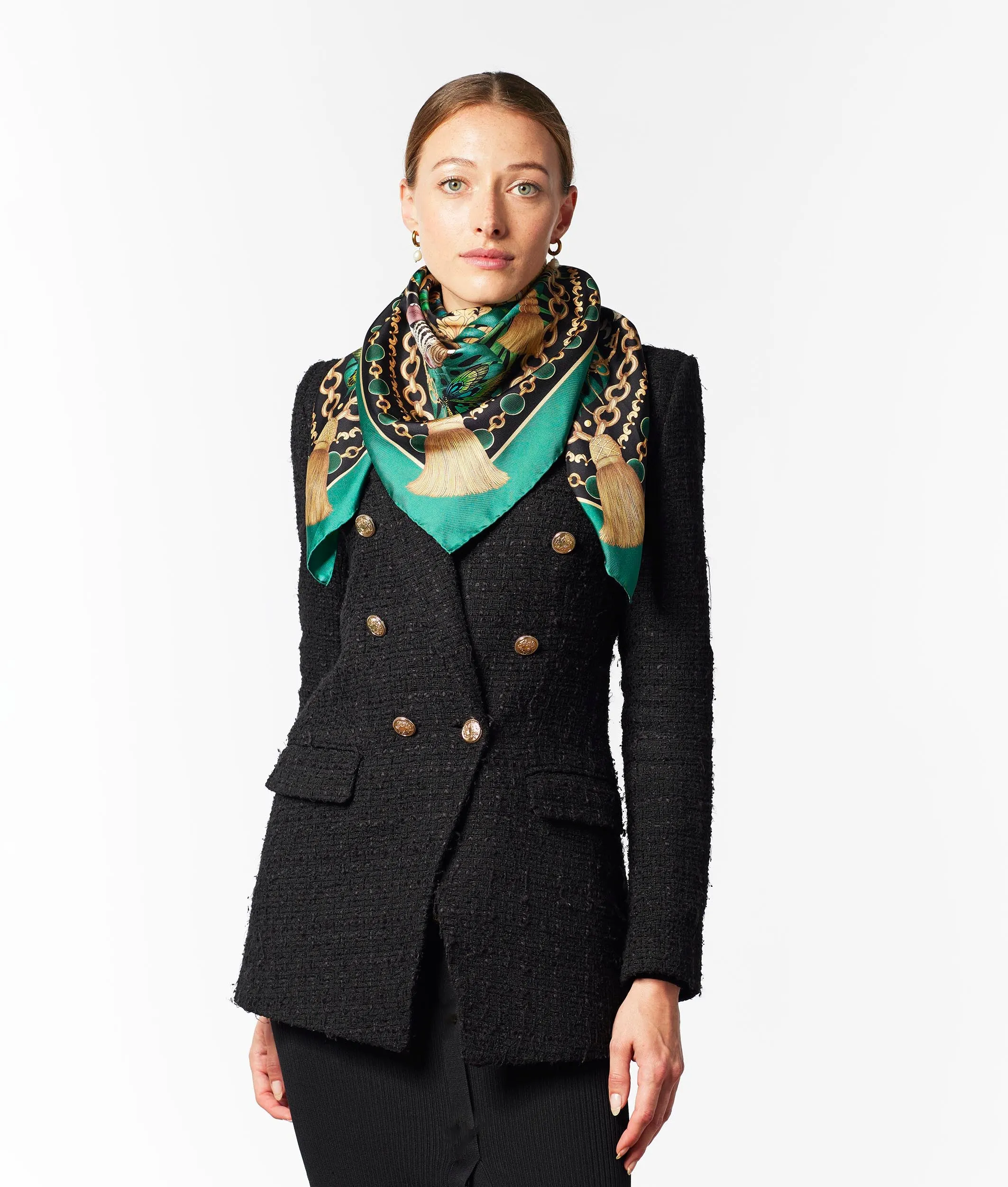 The Emerald & Jaguar Silk Scarf | 90x90cm