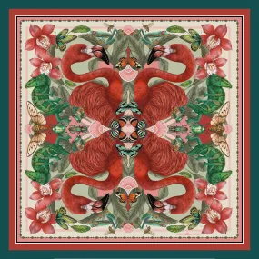 The Flamingo Fiesta Scarf - Crimson | 65x65cm