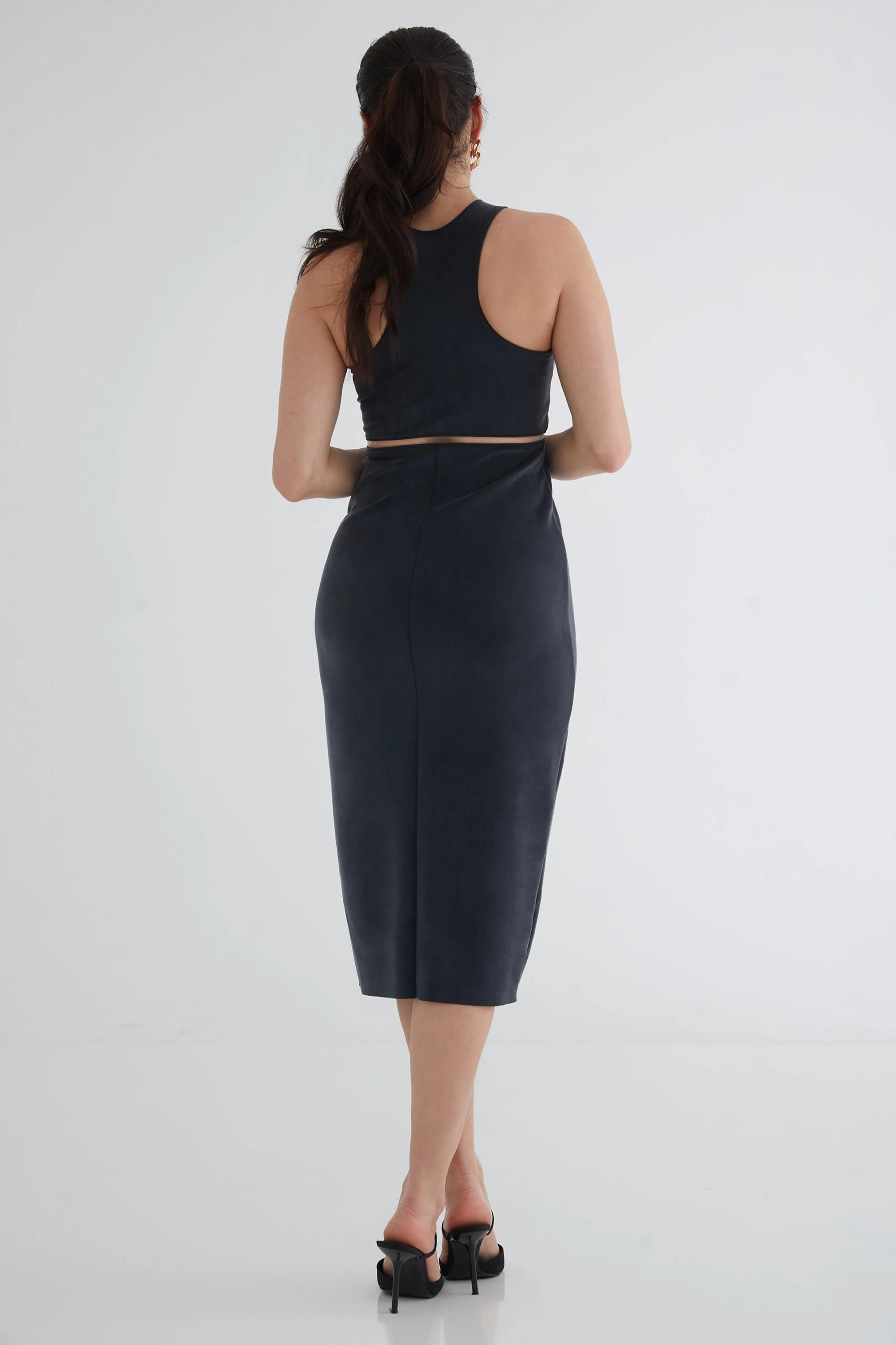 The Sculpt Racerback: Midi Dress - Magic Double Knit - Ink