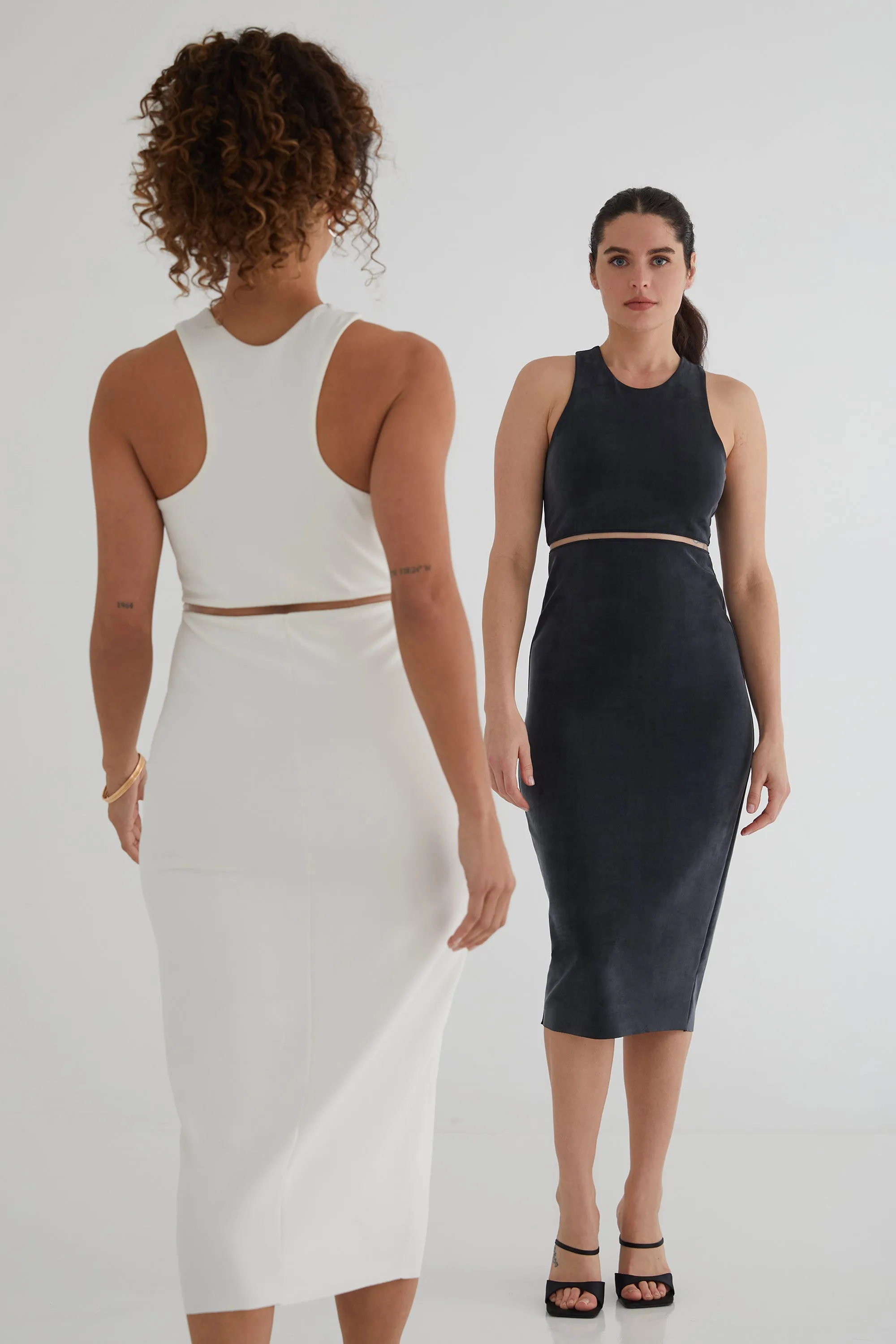 The Sculpt Racerback: Midi Dress - Magic Double Knit - Ink