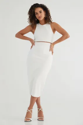 The Sculpt Racerback: Midi Dress - Magic Double Knit - Salt