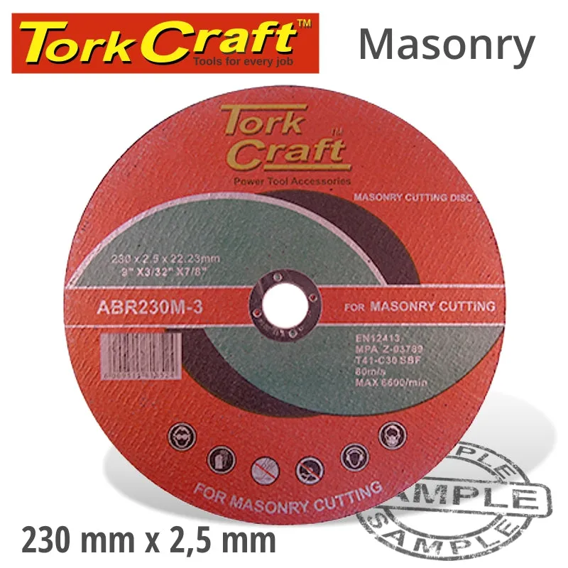 TORK CRAFT CUTTING DISC MASONRY 230 X 2.5 X 22.22MM ABR230M-3