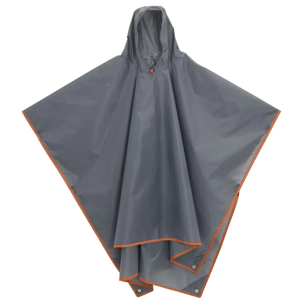 vidaXL Rain Poncho with Hood 2-in-1 Design Grey and Orange 223x145 cm