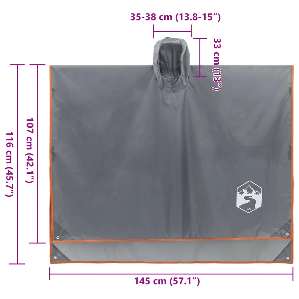 vidaXL Rain Poncho with Hood 2-in-1 Design Grey and Orange 223x145 cm