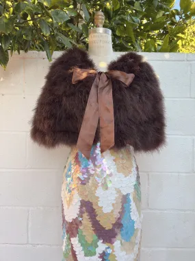 Vintage Brown Feather Cape - OSFM