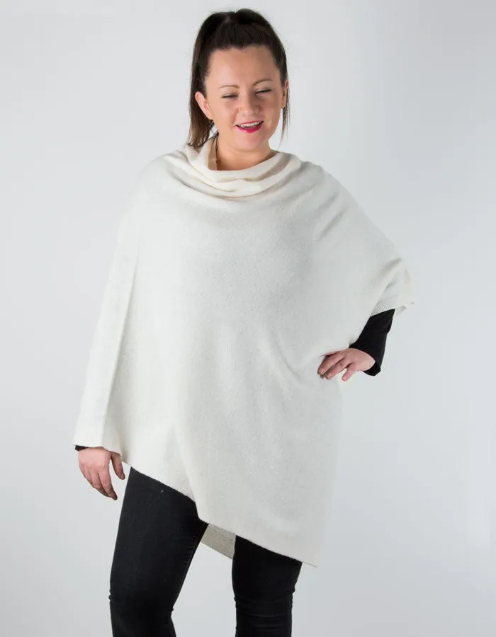 White Poncho Cashmere Mix