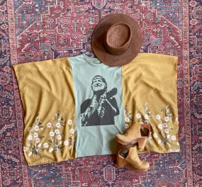 Willie Nelson Inspired Golden Daisy Yellow Embroidered Poncho - Limited Release