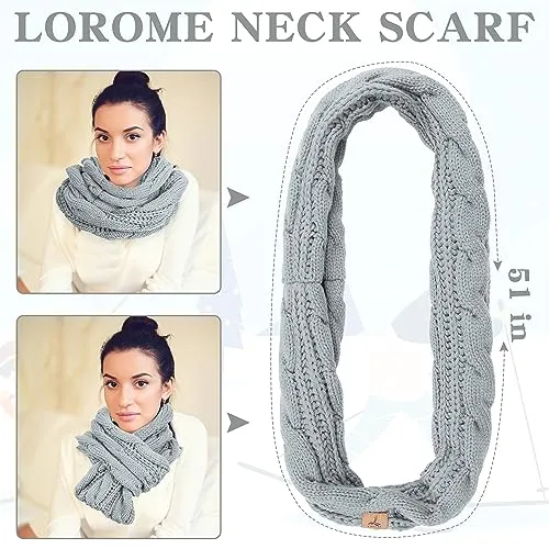 Winter Hat Scarf Gloves and Ear Warmer, Warm Knit Beanie Hat Touch Screen Gloves Set Winter Gifts Neck Scarves for Women