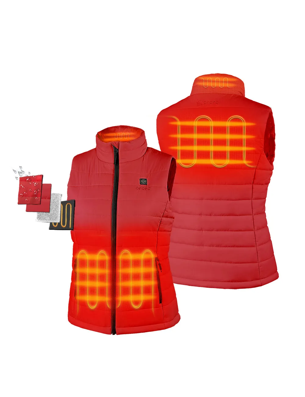 Women's Classic Heated Vest - Green / Red