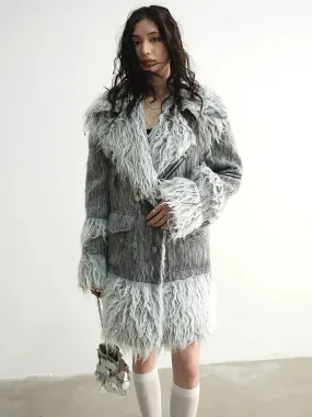 Women's Luxe Gray Oversized Faux Fur Coat – Elegant Comfort