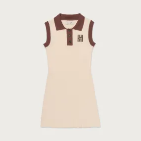 Womens Ribbed Tennis Dress - Cream