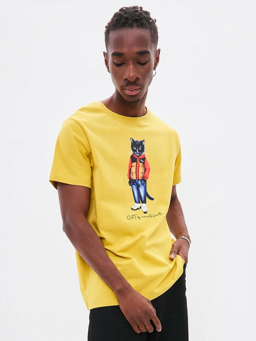 Yellow Printed T-shirt SPORT CASUAL CAT