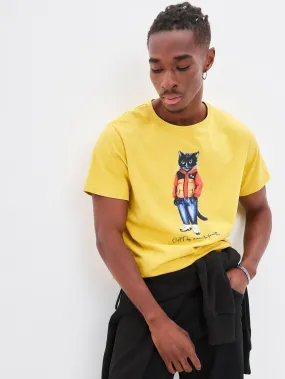 Yellow Printed T-shirt SPORT CASUAL CAT